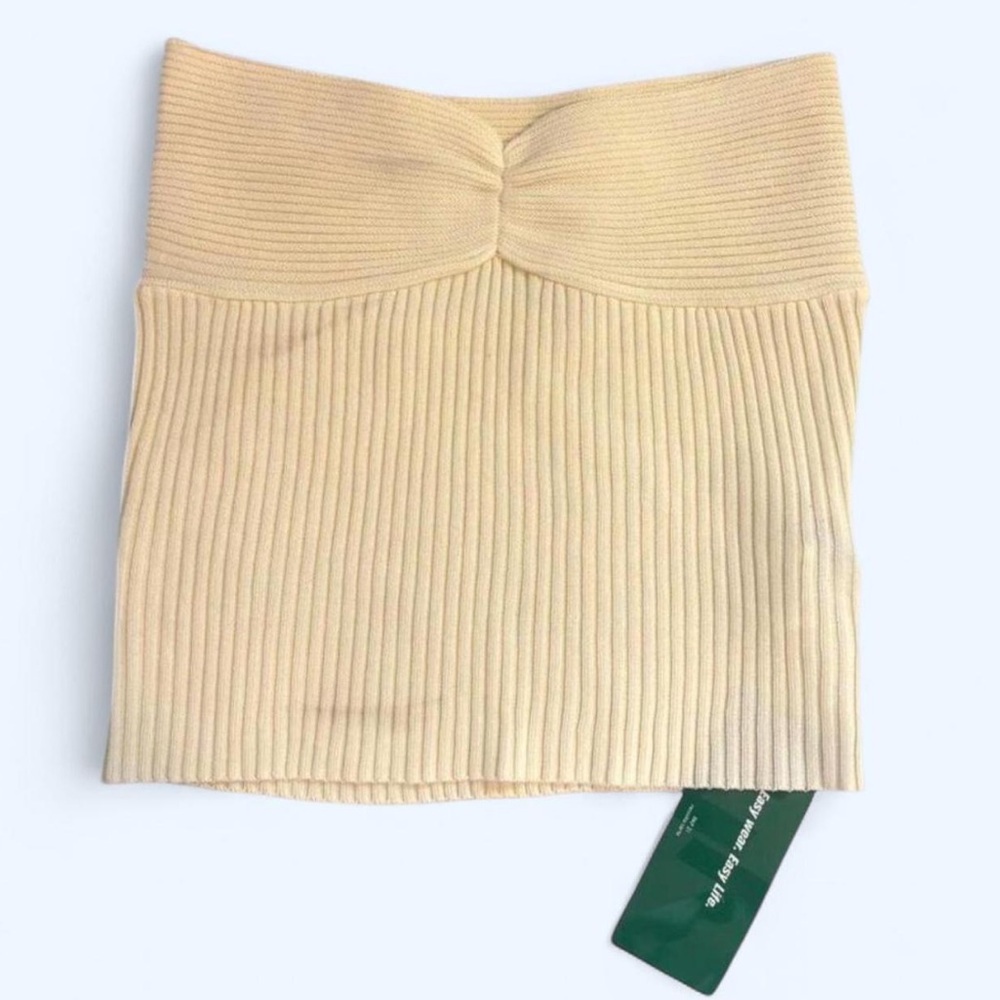 BRAND NEW Cream Ribbed Knit Strapless Top